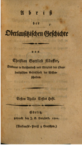 Abriß der Oberlausitzischen Geschichte