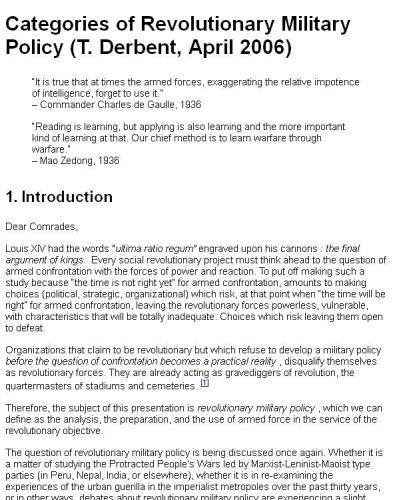 Categories of Revolutionary Military Policy