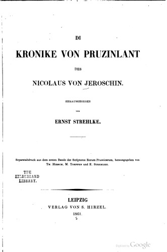 Di Kronike von Pruzinlant des Nicolaus von Jeroschin