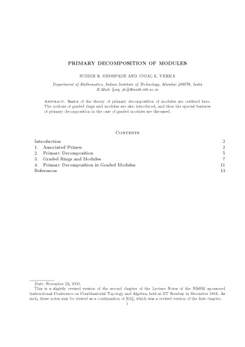 Primary decomposition of modules [Lecture notes]