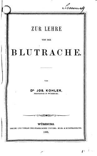 Zur Lehre von der Blutrache