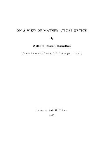 On a View of Mathematical Optics