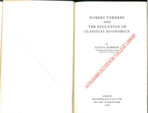 Robert Torrens and the Evolution of Classical Economics