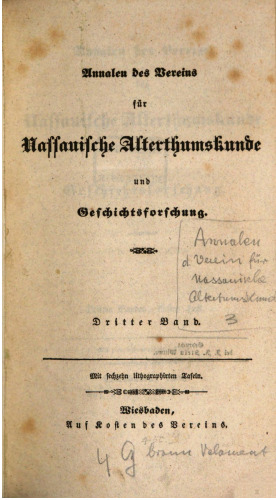 Annalen des Vereins für Nassauische Altertumskunde und Geschichtsforschung