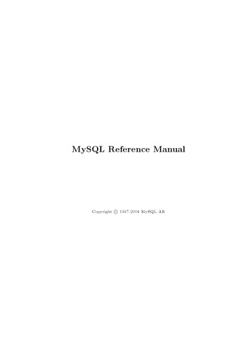 Mysql Reference Manual