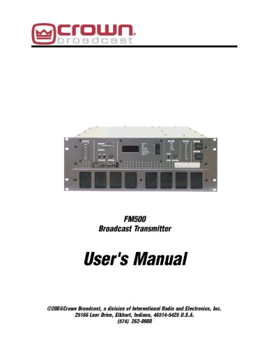 CROWN FM500 Broadcast Transmitter