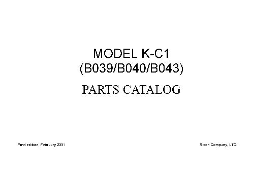 Model K-C1. (B039, B040, B043) parts catalog