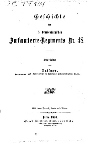 Geschichte des 5. Brandenburgischen Infanterie-Regiments Nr. 48