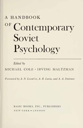 A Handbook of Contemporany Soviet Psychology