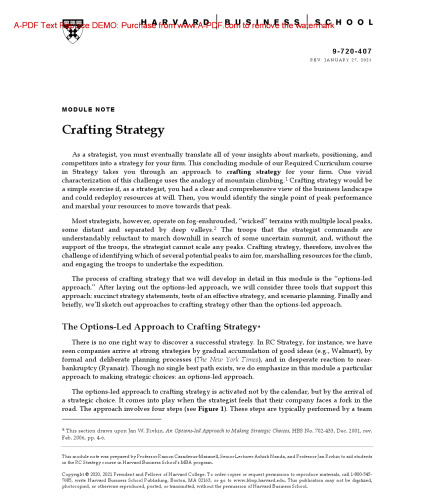 Crafting Strategy