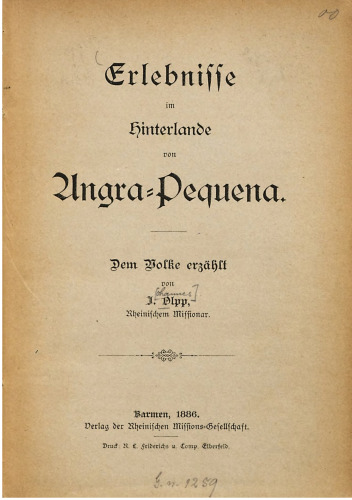 Erlebnisse im Hinterlande von Angra Pequena ; dem Volke erzählt