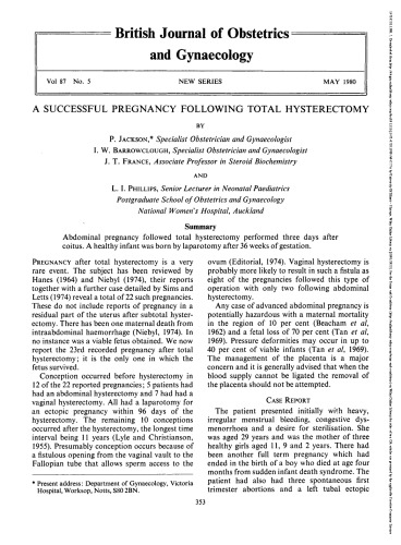 A successful pregnancy following total hysterectomy