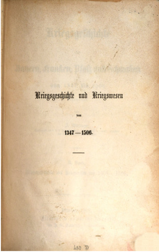 Kriegsgeschichte und Kriegswesen von 1458-1506