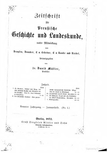 Zeitschrift für preußische Geschichte und Landeskunde