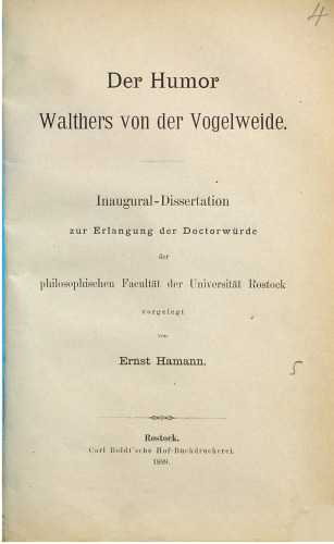 Der Humor Walthers von der Vogelweide