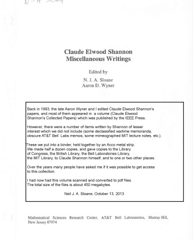 Miscellaneous writings
