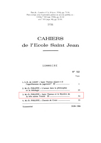 Saint Thomas et le mystère de la Très Sainte Trinité