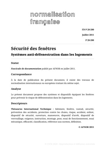 NF P20 - Charpente, menuiserie, serrurerie - Généralités