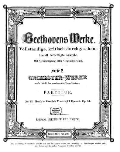 Musik zu Goethes Trauerspiel Egmont op. 84