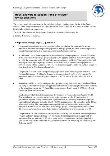 IB Geography - Patterns and Change EXTRA