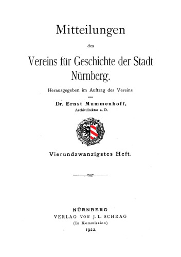 Mitteilungen des Vereins für Geschichte der Stadt Nürnberg