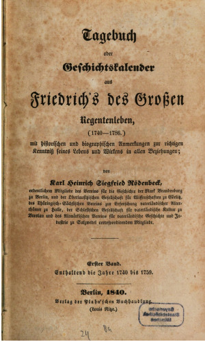 Enthaltend die Jahre 1740 bis 1759