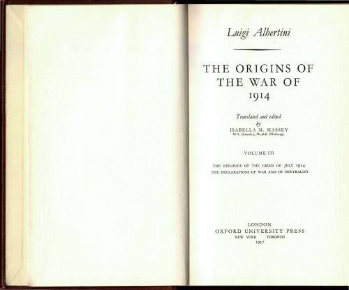 The Origins of the War in 1914 Vol.3