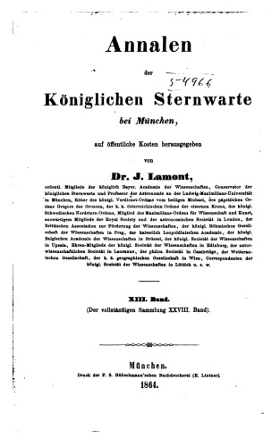 Annalen der Königlichen Sternwarte bei München