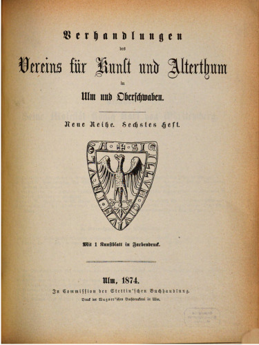 Verhandlungen des Vereins für Kunst und Altertum in Ulm und Oberschwaben