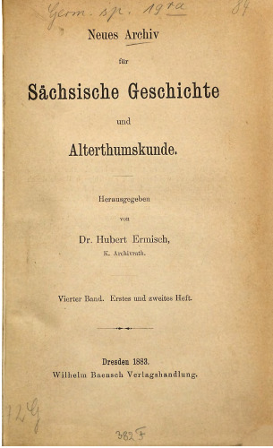 Neues Archiv für Sächsische Geschichte und Altertumskunde