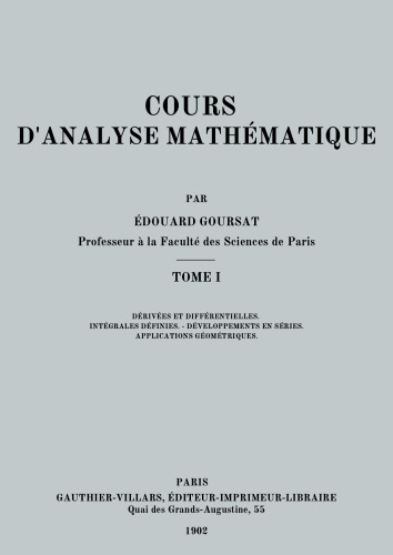 Cours d'analyse mathématique