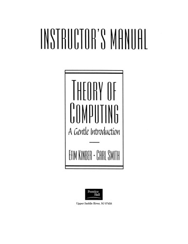 Instructor’s manual Theory of computing Solutions