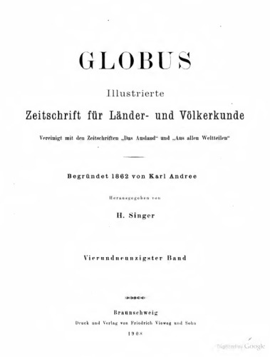 Globus. Illustrierte Zeitschrift für Länder- und Völkerkunde