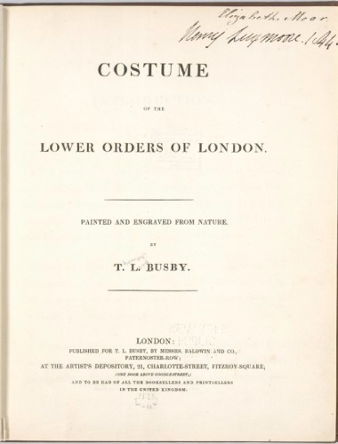 Costume of the lower orders of London