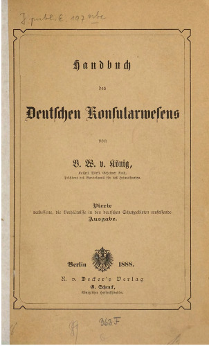 Handbuch des deutschen Konsularwesens
