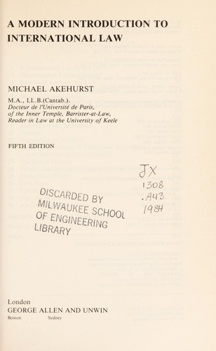 A MODERN INTRODUCTION TO INTERNATIONAL LAW FIFTH EDITION