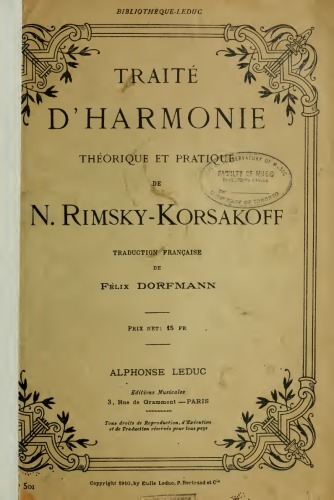Traite d'Harmonie - Théorique et Pratique