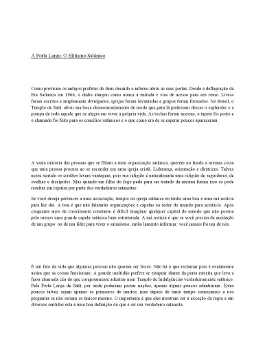 A Porta Larga: o elitismo satânico
