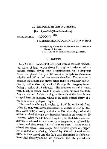 Organic Syntheses An annual publication of satisfactory methods