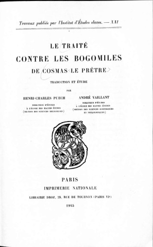 Le traité contre les bogomiles de Cosmas le prêtre
