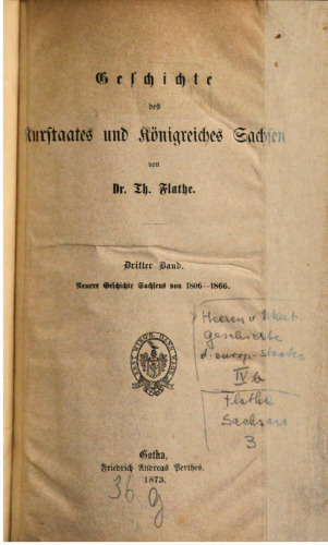 Geschichte des Kurstaates und Königreiches Sachsen / Neuere Geschichte Sachsens von 1806 - 1866