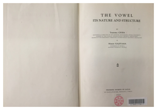 The vowel : its nature and structure
