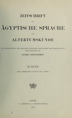 Zeitschrift für Ägyptische Sprache und Altertumskunde