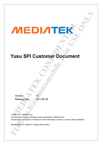 MT6573 YuSu SPI Customer Document