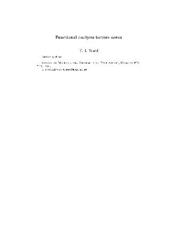 Functional analysis lecture notes