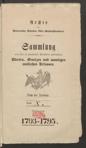 Reglement zur Verwaltung des Plocey-Wesens [Polizeiwesens] der hiesigen Residenzien [Residenzen]