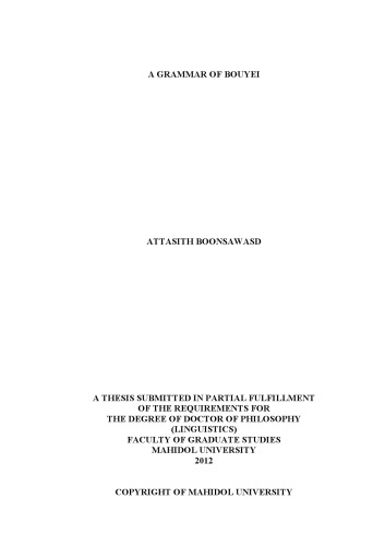A grammar of Bouyei