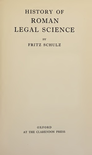 History of Roman Legal Science