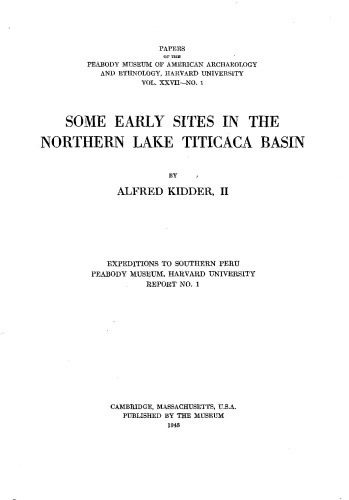 Some Early Sites in the Northern Lake Titicaca Basin