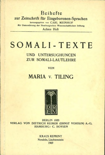 Somali-Texte und Untersughuncen zur Somali-Lautlehre